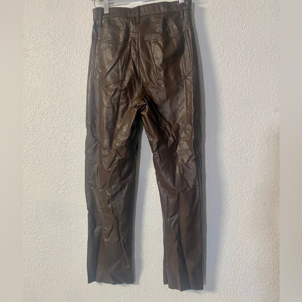 Abercrombie & Fitch Brown the 90’s Straight Ultra High rise faux leather pants - Picture 2 of 12